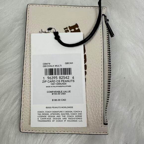 Coach X Peanuts Zip Card Case In Leather/Gunmetal/Chalk Multi CBM79 NWT - Picture 4 of 4
